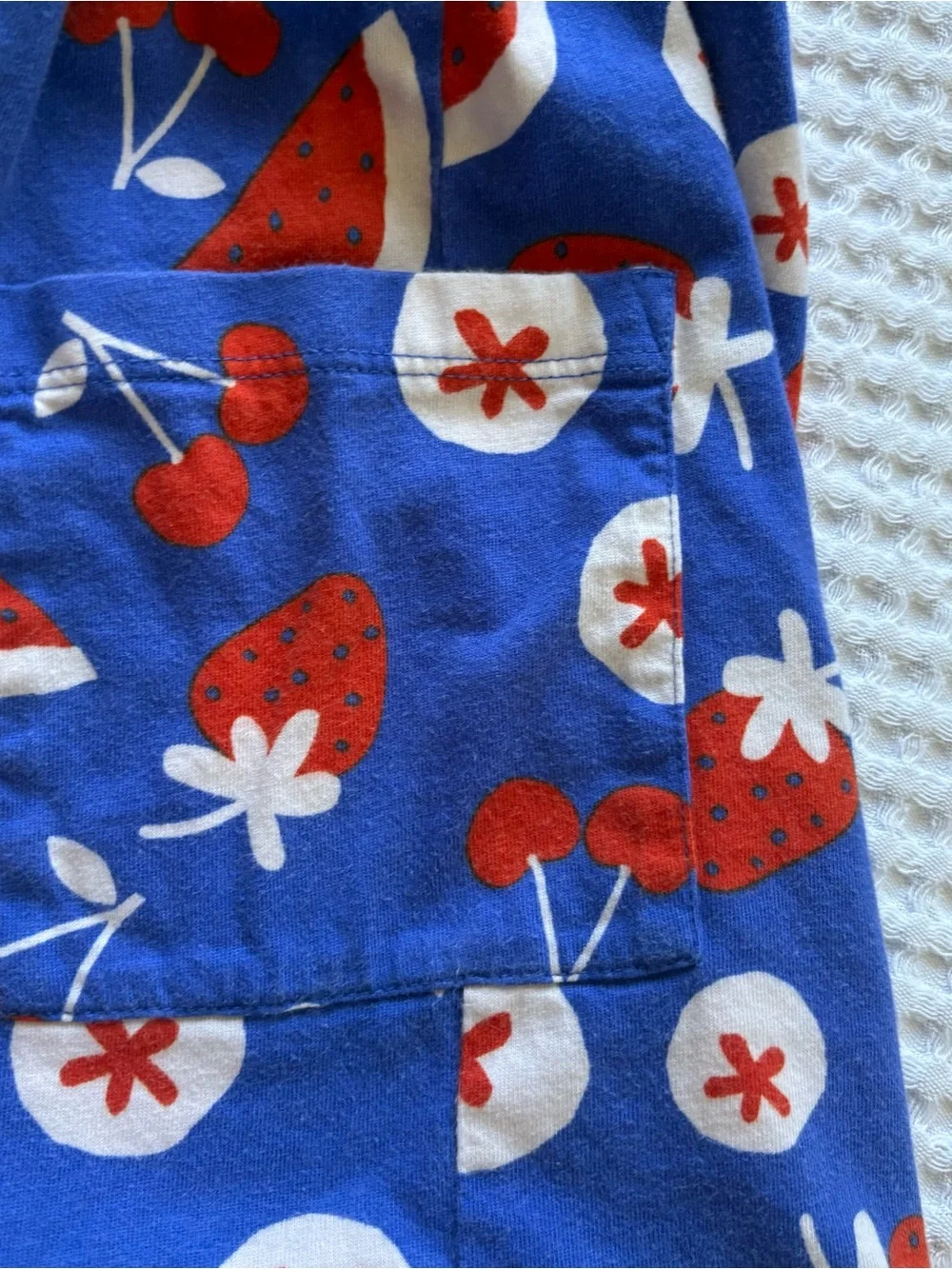 Hanna Andersson Sleeveless Playground Dress Fruit Pockets Royal Blue Size 5